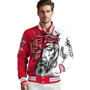 custom houston cougars jesus tears red white jacket high quality