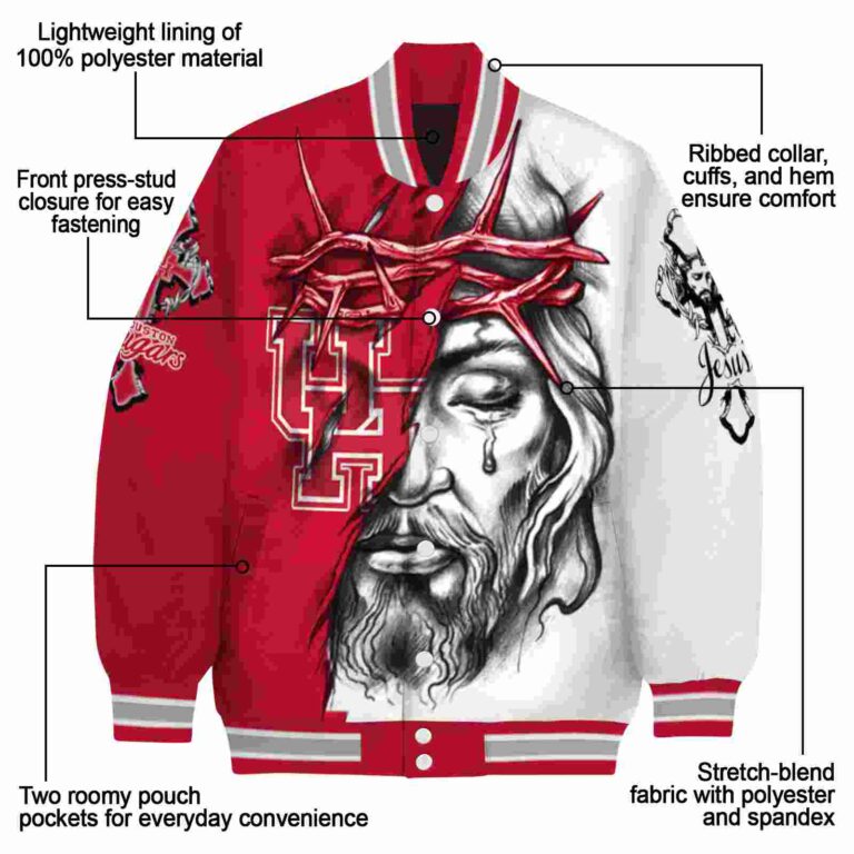 custom houston cougars jesus tears red white jacket new arrival
