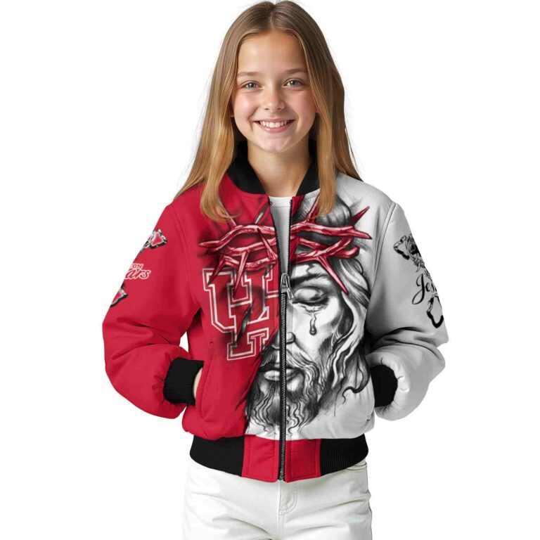custom houston cougars jesus tears red white jacket top rated