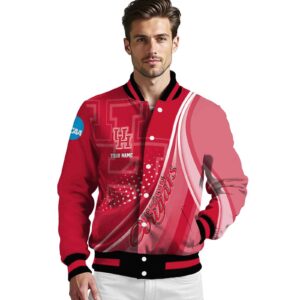 custom houston cougars wave patterns red jacket high quality