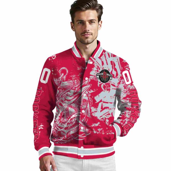 custom houston rockets fishing art red jacket high quality