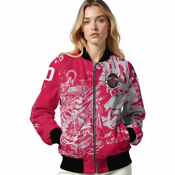 custom houston rockets fishing art red jacket latest model
