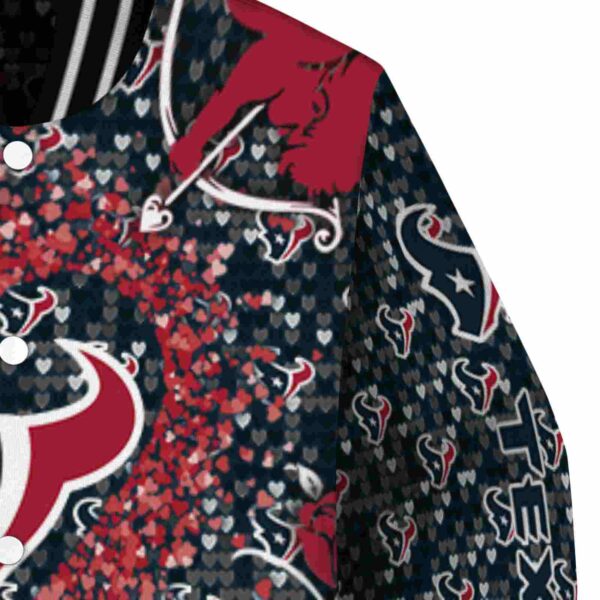 custom houston texans heart explosion blue jacket premium grade