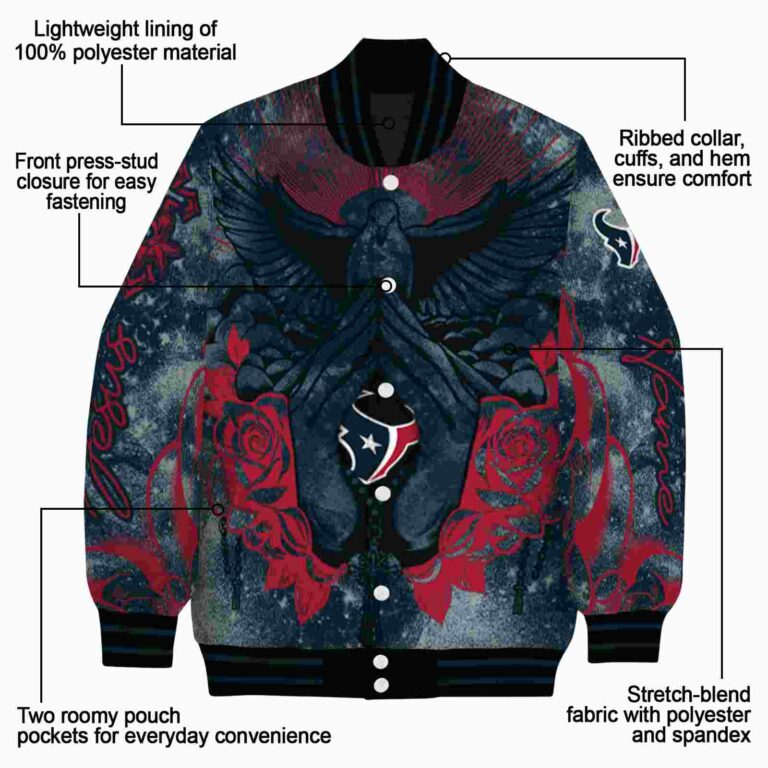 custom houston texans praying hands blue jacket new arrival