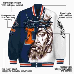 custom illinois fighting illini jesus tears blue white jacket new arrival