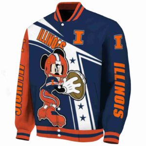 custom illinois fighting illini mickey football blue white jacket best selling
