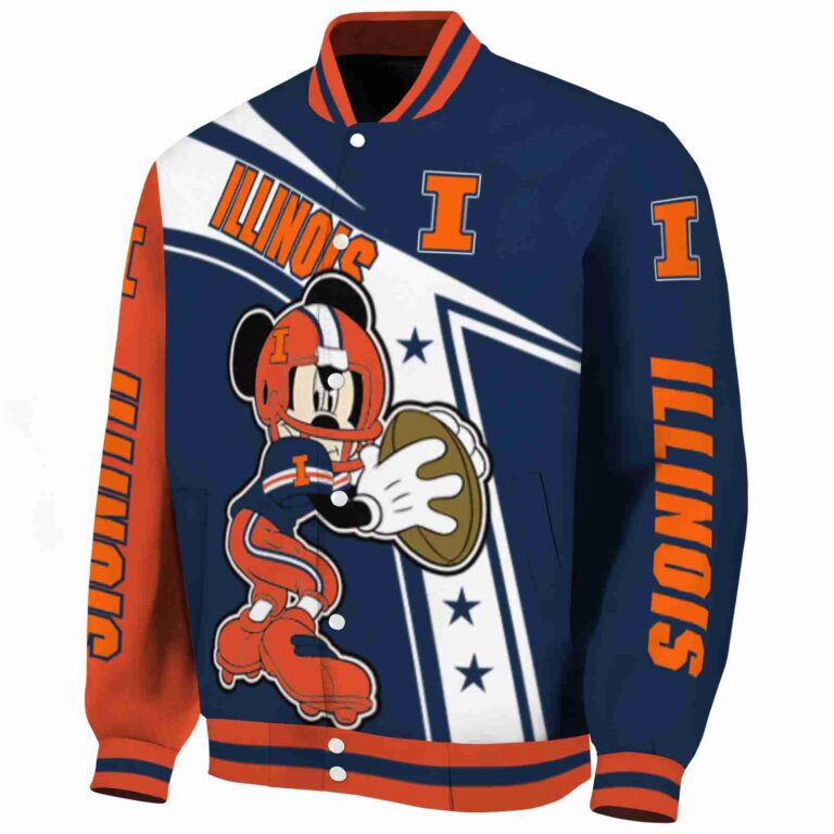 custom illinois fighting illini mickey football blue white jacket best selling