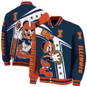 custom illinois fighting illini mickey football blue white jacket fashion forward