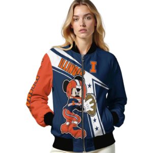 custom illinois fighting illini mickey football blue white jacket latest model