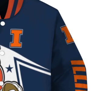 custom illinois fighting illini mickey football blue white jacket premium grade