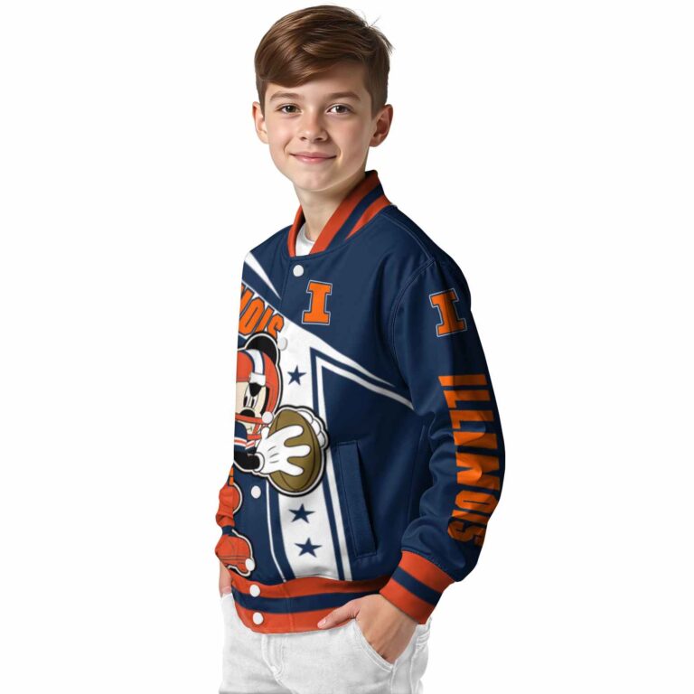 custom illinois fighting illini mickey football blue white jacket trendy