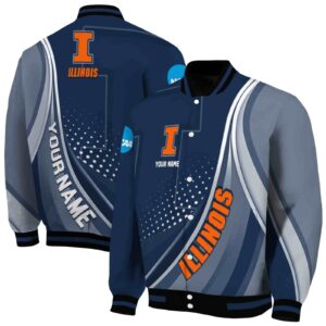 custom illinois fighting illini wave patterns blue jacket fashion forward