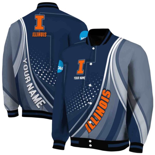 custom illinois fighting illini wave patterns blue jacket fashion forward