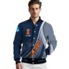 custom illinois fighting illini wave patterns blue jacket high quality