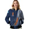 custom illinois fighting illini wave patterns blue jacket latest model