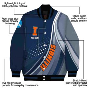 custom illinois fighting illini wave patterns blue jacket new arrival