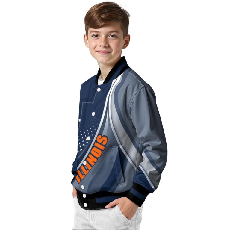 custom illinois fighting illini wave patterns blue jacket trendy