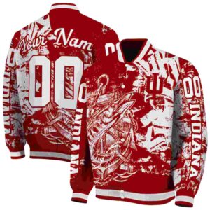 custom indiana hoosiers fishing art red jacket fashion forward