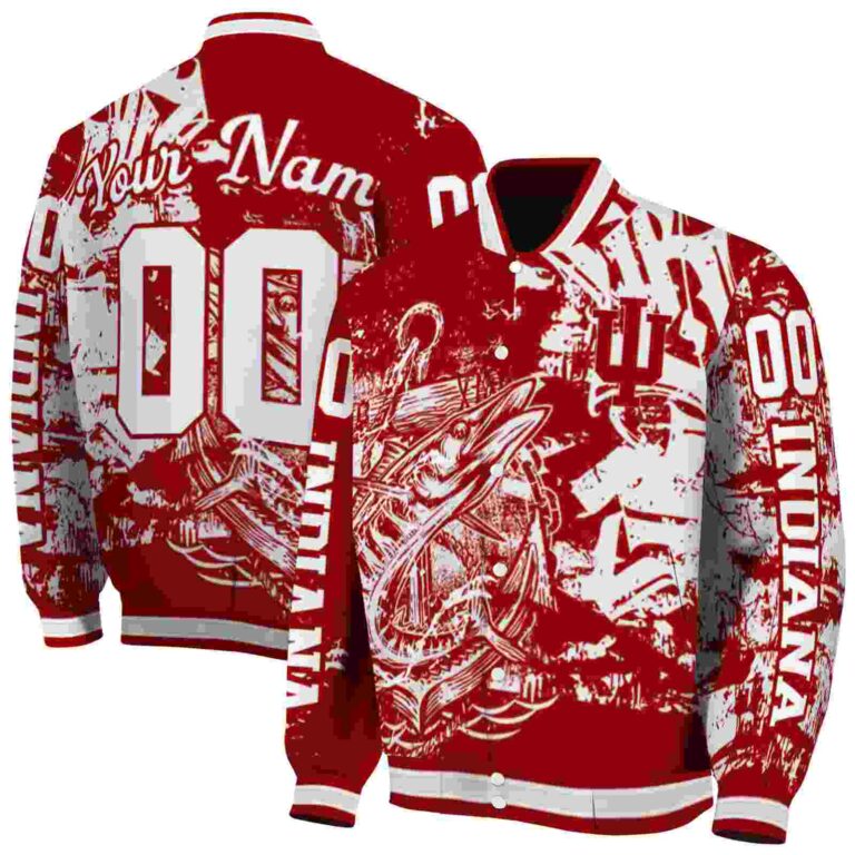 custom indiana hoosiers fishing art red jacket fashion forward