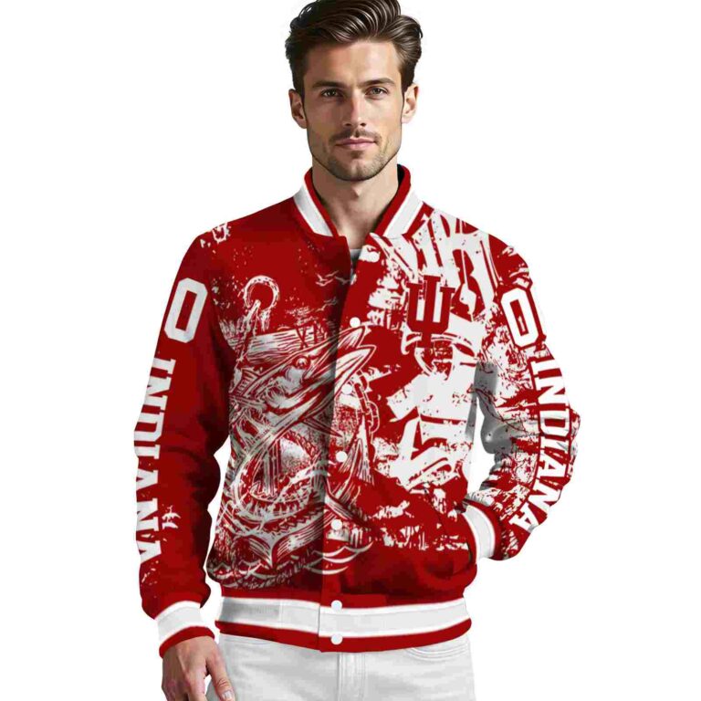custom indiana hoosiers fishing art red jacket high quality