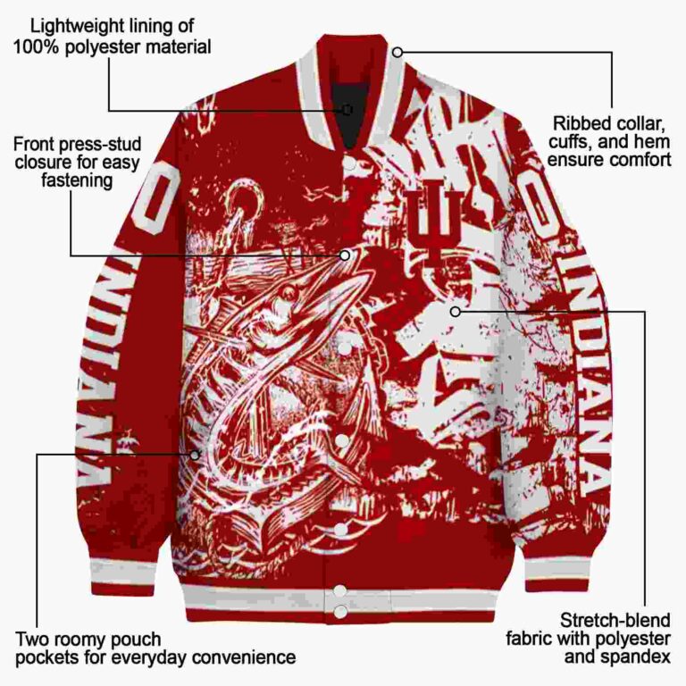 custom indiana hoosiers fishing art red jacket new arrival