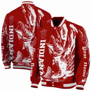 custom indiana hoosiers fishing passion red white jacket fashion forward