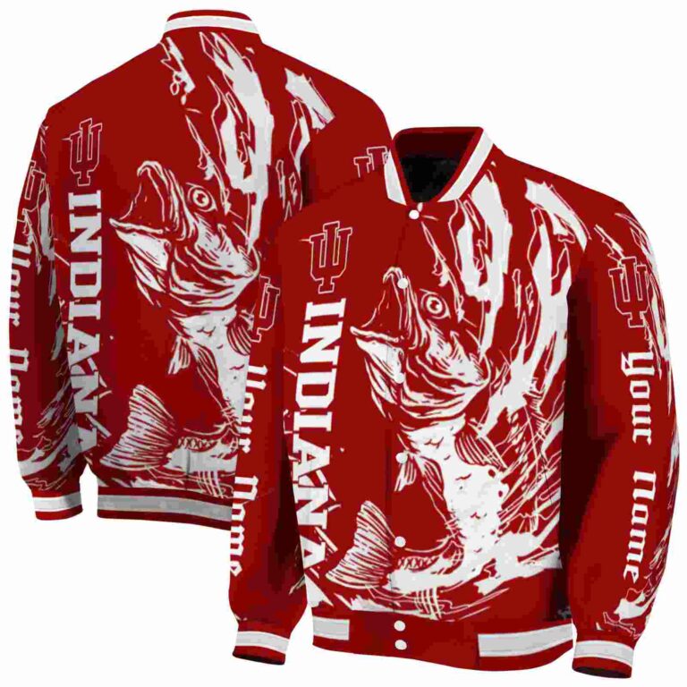 custom indiana hoosiers fishing passion red white jacket fashion forward