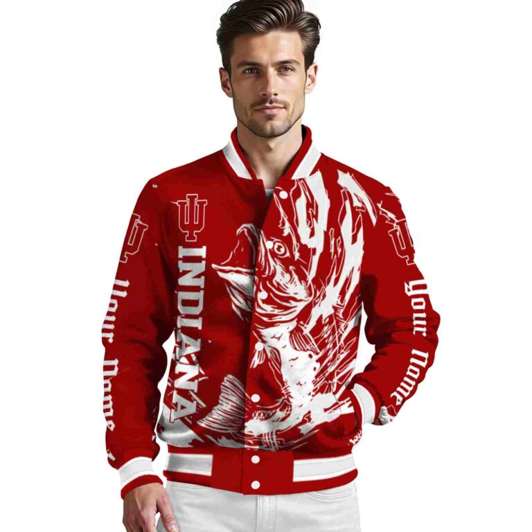 custom indiana hoosiers fishing passion red white jacket high quality