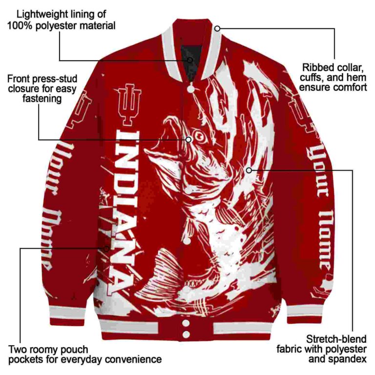 custom indiana hoosiers fishing passion red white jacket new arrival