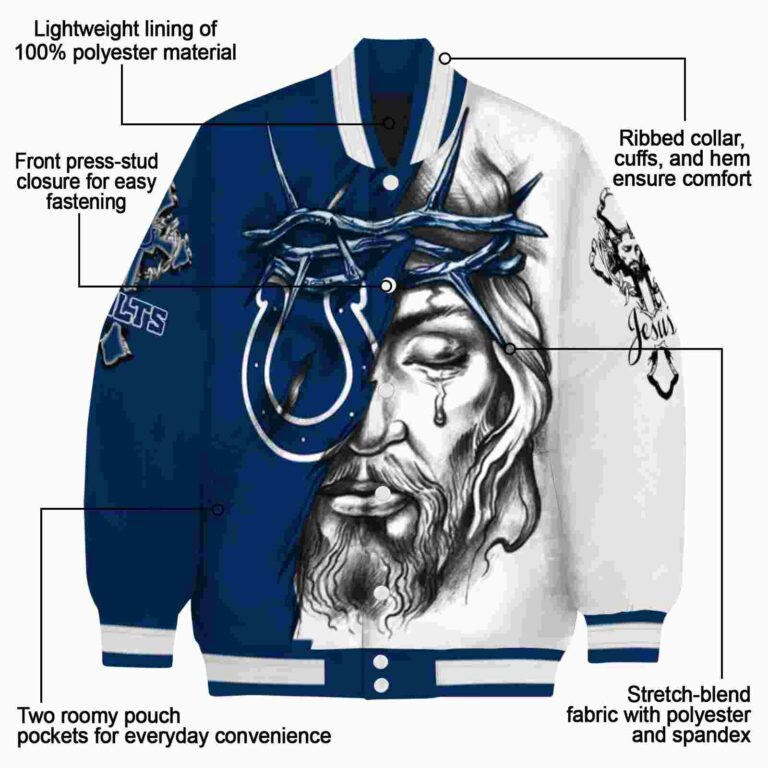 custom indianapolis colts jesus tears blue white jacket new arrival
