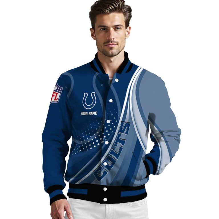 custom indianapolis colts wave patterns blue jacket high quality