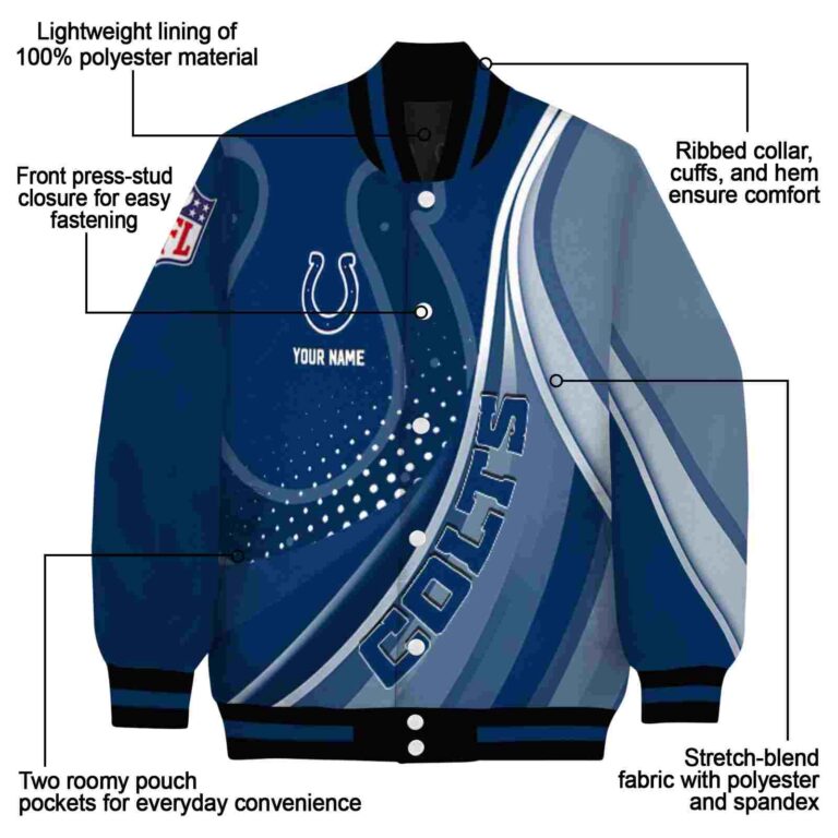 custom indianapolis colts wave patterns blue jacket new arrival