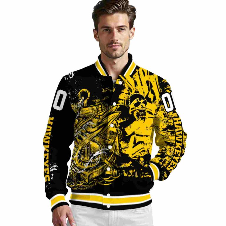 custom iowa hawkeyes fishing art black jacket high quality