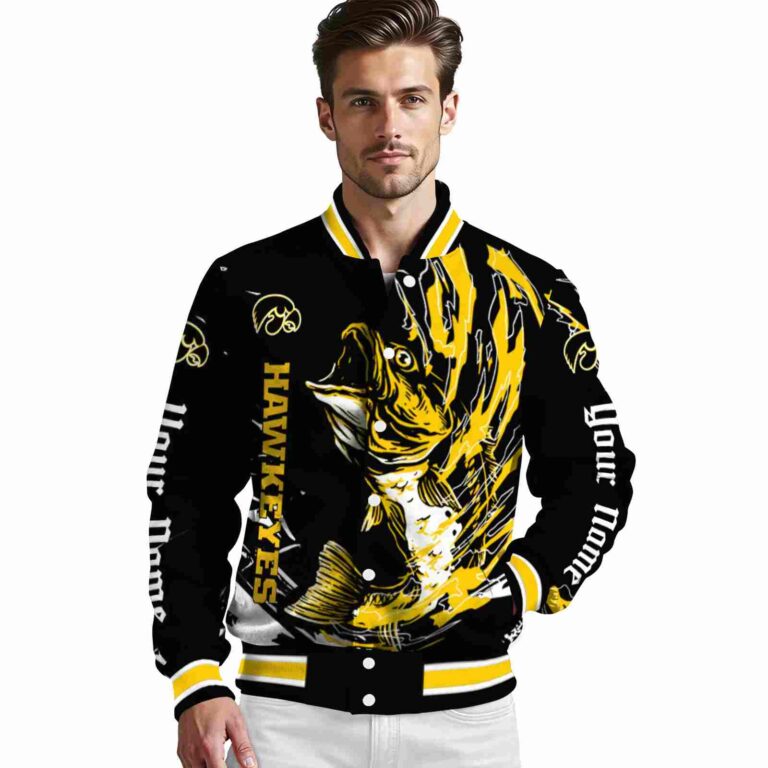 custom iowa hawkeyes fishing passion black white jacket high quality