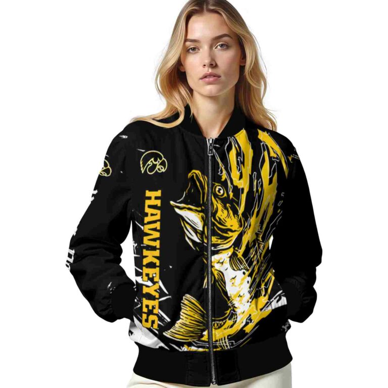 custom iowa hawkeyes fishing passion black white jacket latest model