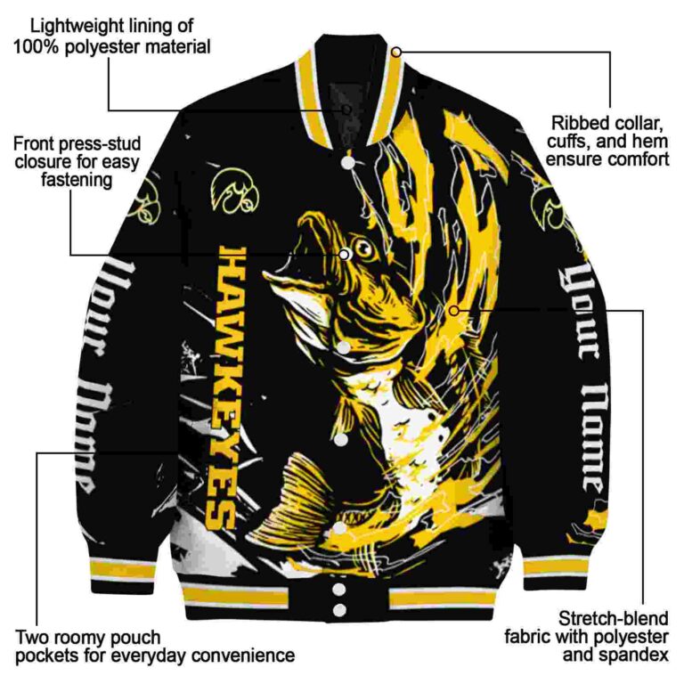 custom iowa hawkeyes fishing passion black white jacket new arrival