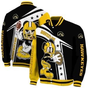 custom iowa hawkeyes mickey football black white jacket fashion forward