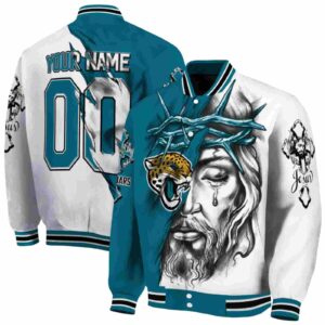 custom jacksonville jaguars jesus tears teal white jacket fashion forward