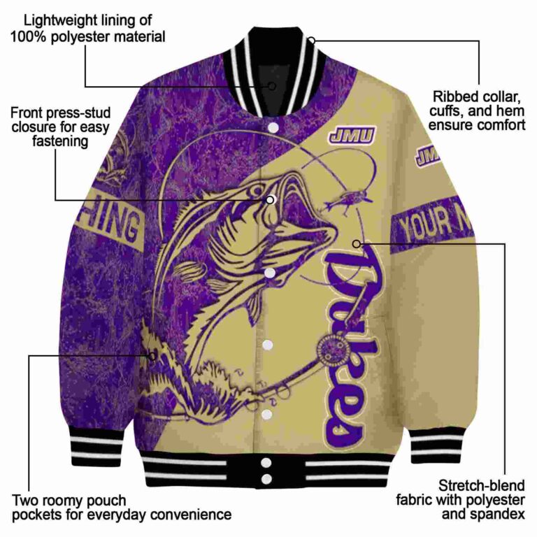 custom james madison dukes fishing rod gold jacket new arrival