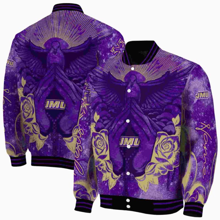 custom james madison dukes praying hands purple jacket fashion forward