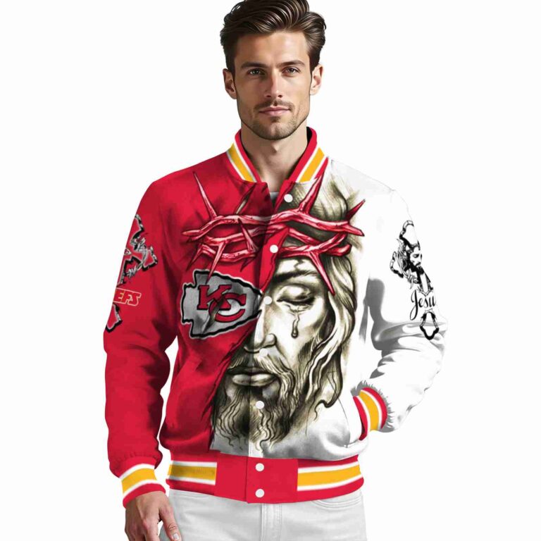 custom kansas city chiefs jesus tears red white jacket high quality