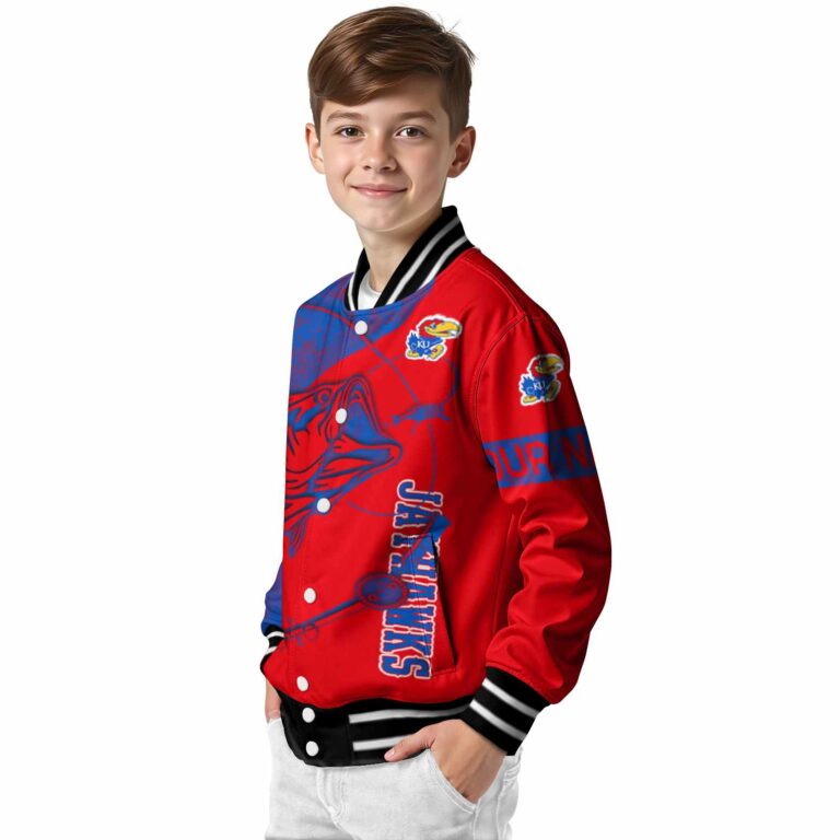 custom kansas jayhawks fishing rod crimson jacket trendy