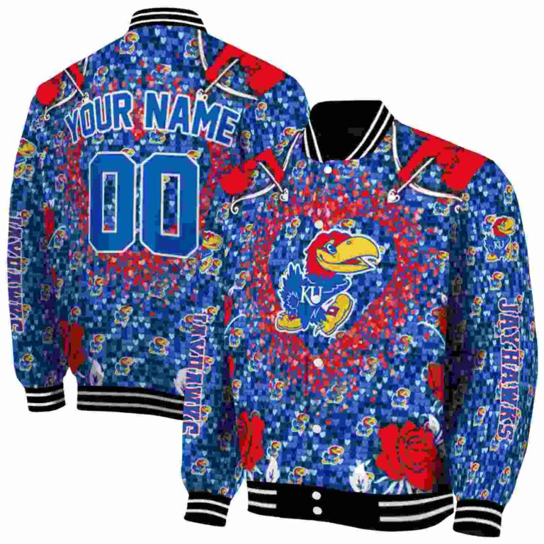 custom kansas jayhawks heart explosion blue jacket fashion forward