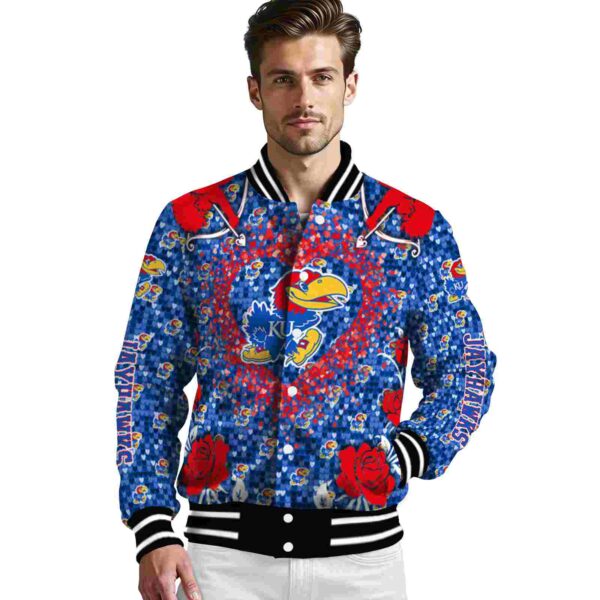 custom kansas jayhawks heart explosion blue jacket high quality