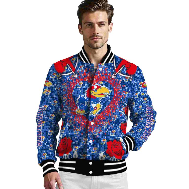 custom kansas jayhawks heart explosion blue jacket high quality