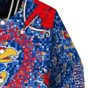 custom kansas jayhawks heart explosion blue jacket premium grade