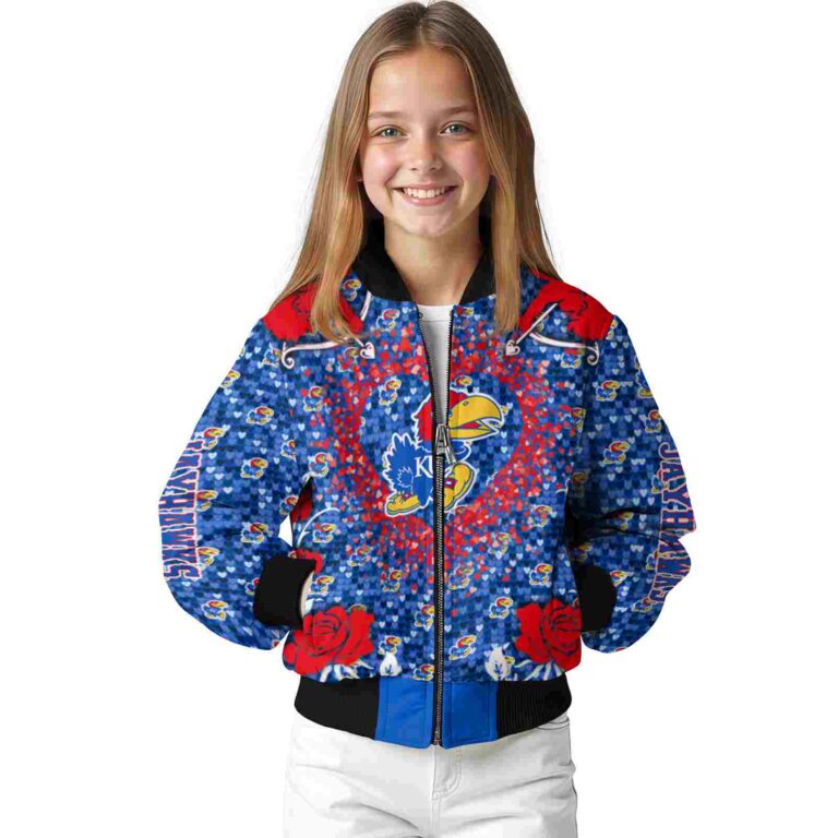custom kansas jayhawks heart explosion blue jacket top rated