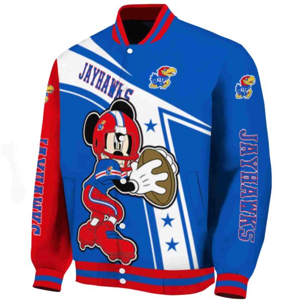 custom kansas jayhawks mickey football blue white jacket best selling