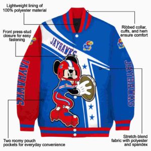 custom kansas jayhawks mickey football blue white jacket new arrival