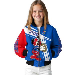 custom kansas jayhawks mickey football blue white jacket top rated